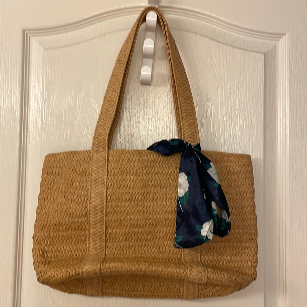 Draper James woven handbag with floral scarf
